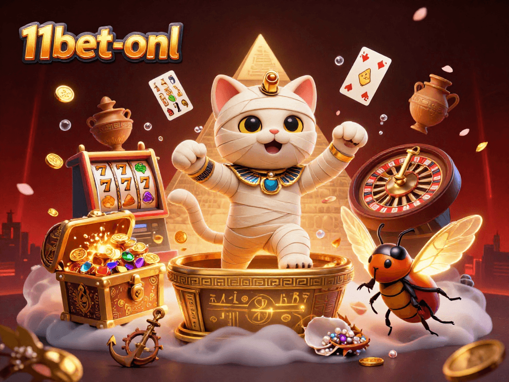 Engage with thrilling gameplay at 11bet-onl featuring an Egyptian mummy cat and casino games