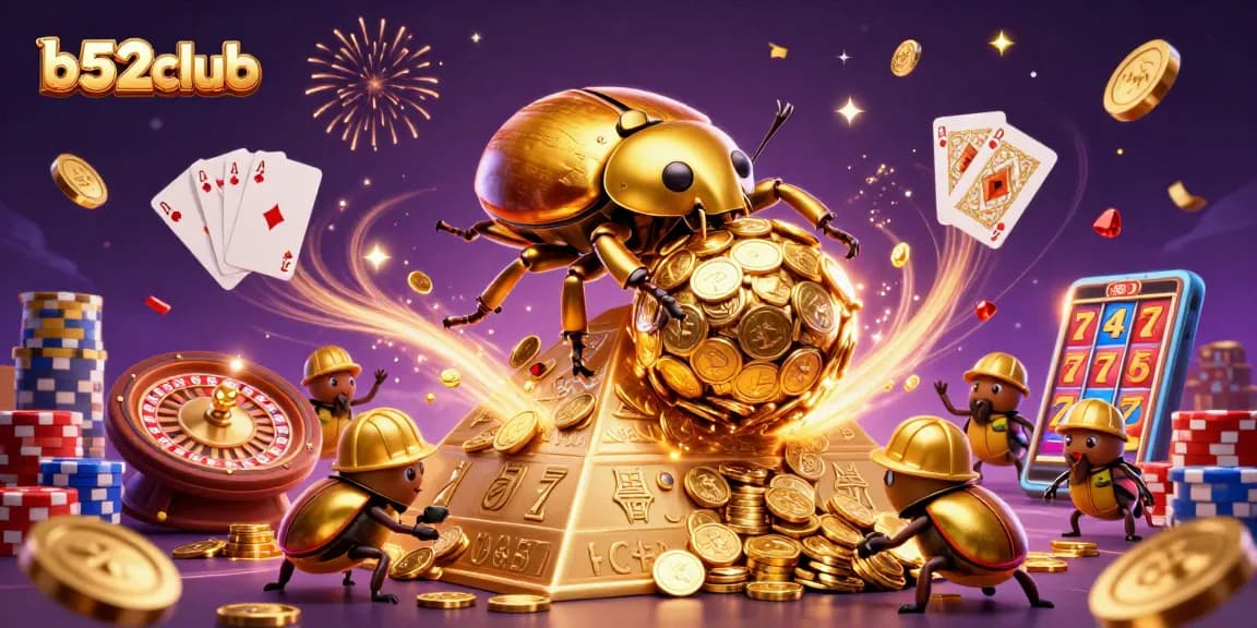 Experience the thrill of gaming at b52club with golden coins and vibrant casino elements.