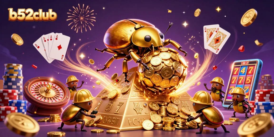 Experience the thrill of gaming at b52club with golden coins and vibrant casino elements.