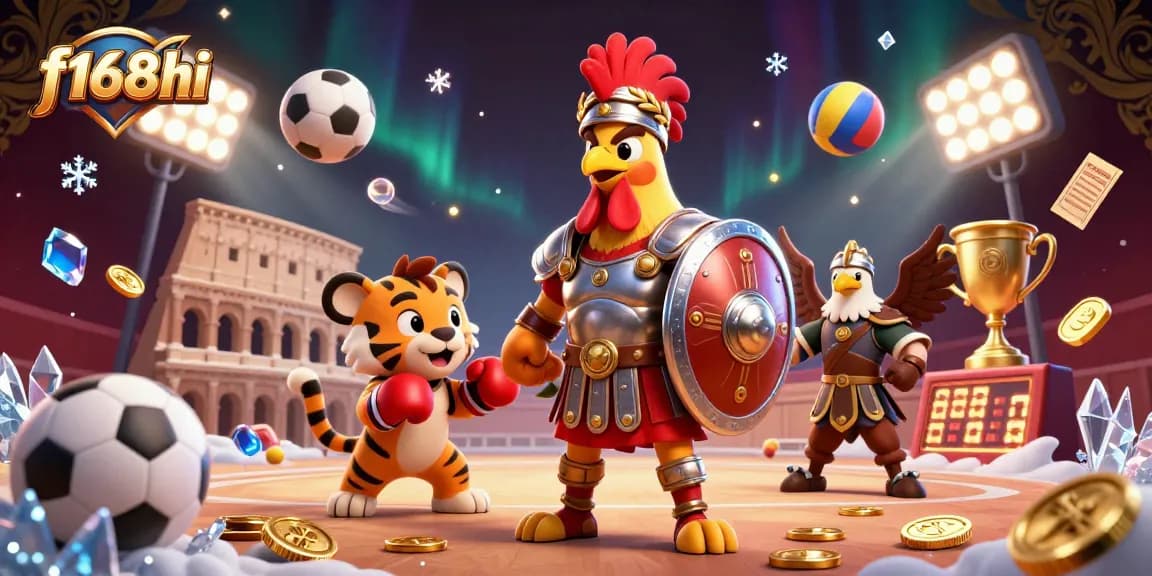 Experience thrilling gameplay at F168hi with vibrant casino elements and a dynamic scene filled with energy.
