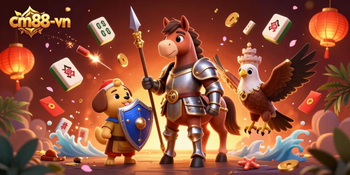 Experience exciting gaming at cm88-vn with vibrant elements and characters in a captivating casino scene.