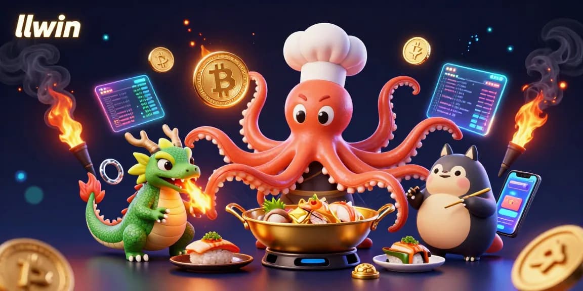 Experience the excitement of llwin with dynamic gameplay featuring a colorful octopus chef and vibrant gambling elements.