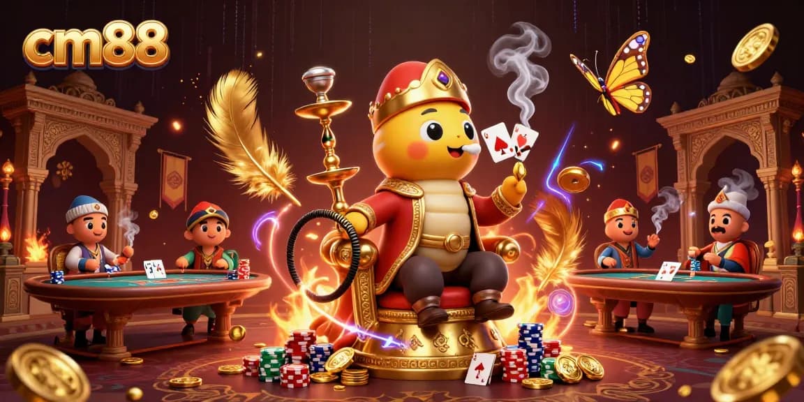 Experience thrilling poker action with cm88, featuring a sultan caterpillar and vibrant casino elements.