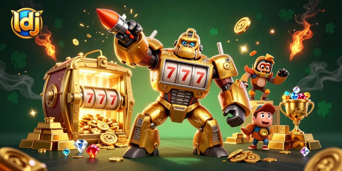 Engage players with ldj's thrilling slot adventures featuring a golden gorilla mech jackpot.