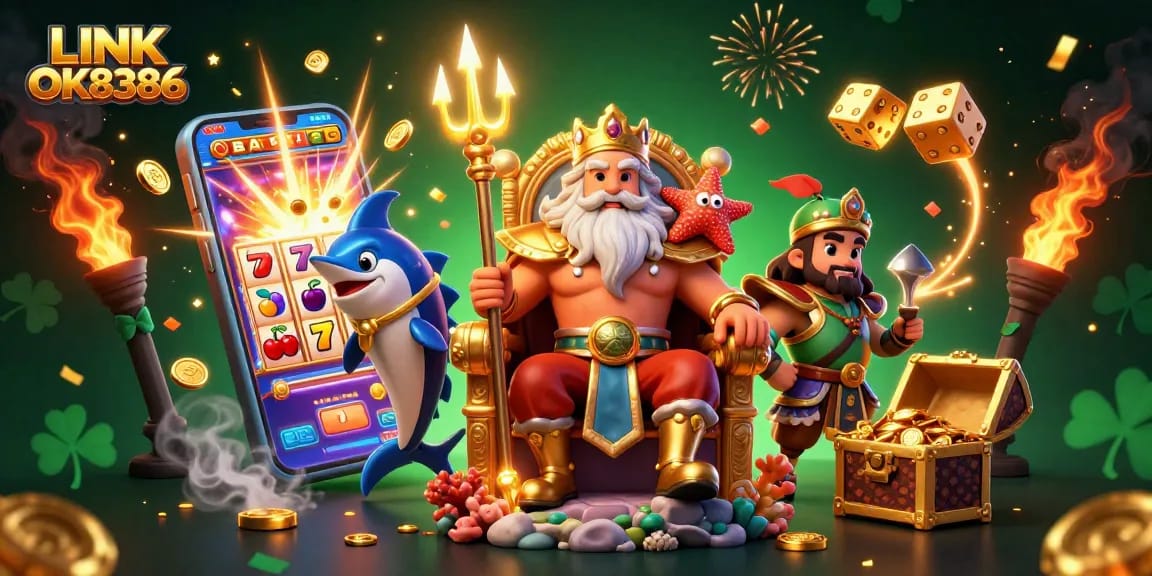Experience thrilling excitement with LINK OK8386 as Neptune reigns over a vibrant casino scene