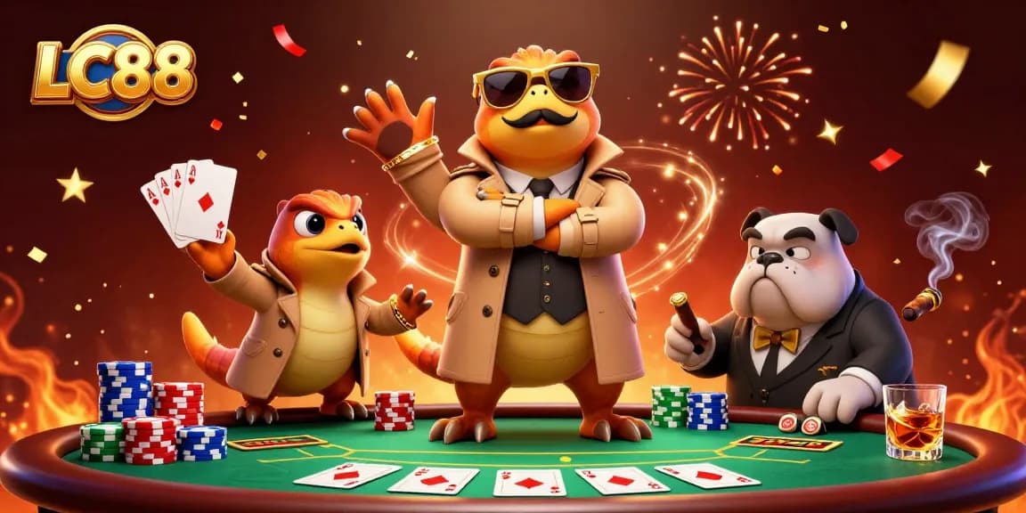 LC88 raptors in a trench coat trying to enter a VIP casino lounge with poker elements.