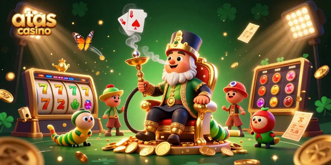 Experience thrilling action at atas casino with dynamic games and vibrant symbols in this 3D illustration.