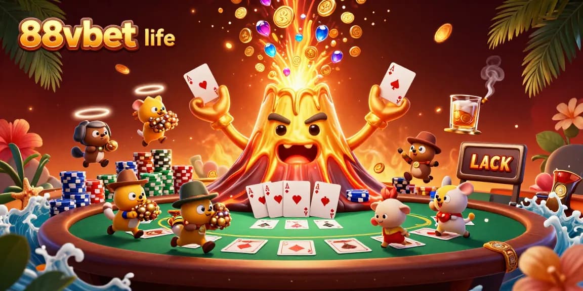 Hình ảnh kỷ niệm 88vbet life với núi lửa vàng sống động và kho báu ấn tượng.