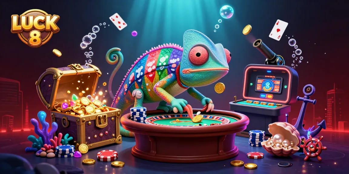 Experience thrilling gameplay at LUCK 8 with vibrant casino elements and dynamic characters.