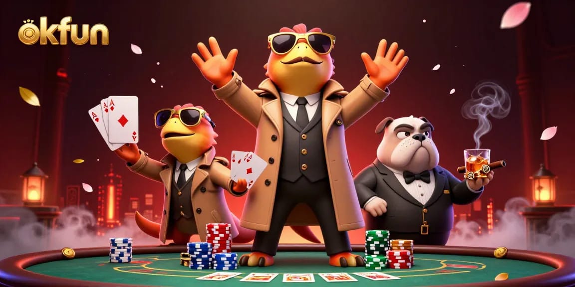 Experience high-stakes gaming with okfun as raptors sneak into a VIP casino lounge.