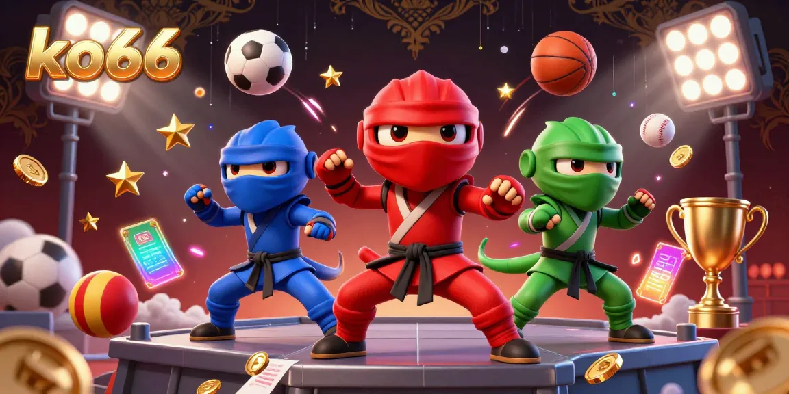 Experience thrilling action at ko66 with dynamic ninja chameleons surrounded by vibrant gaming elements.