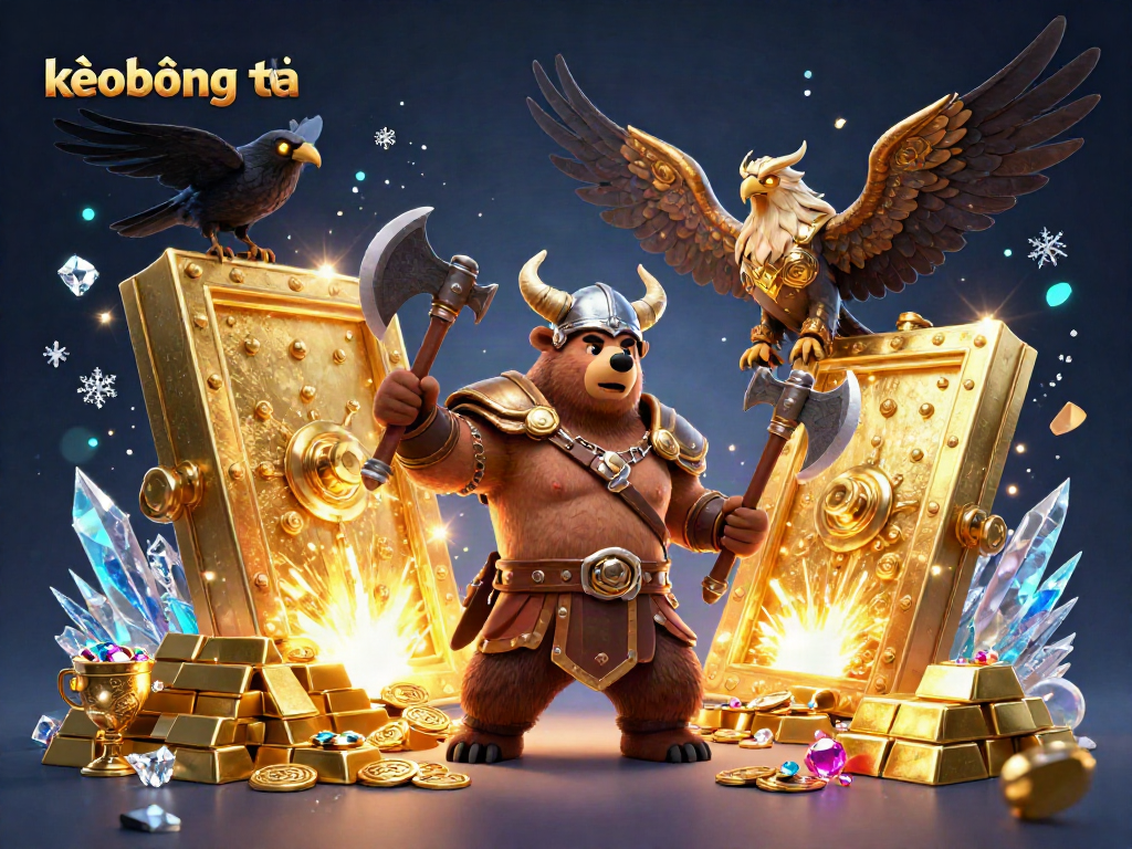 Engage with kèo bóng đá as Viking berserker and eagle battle for treasures in stunning 3D action.