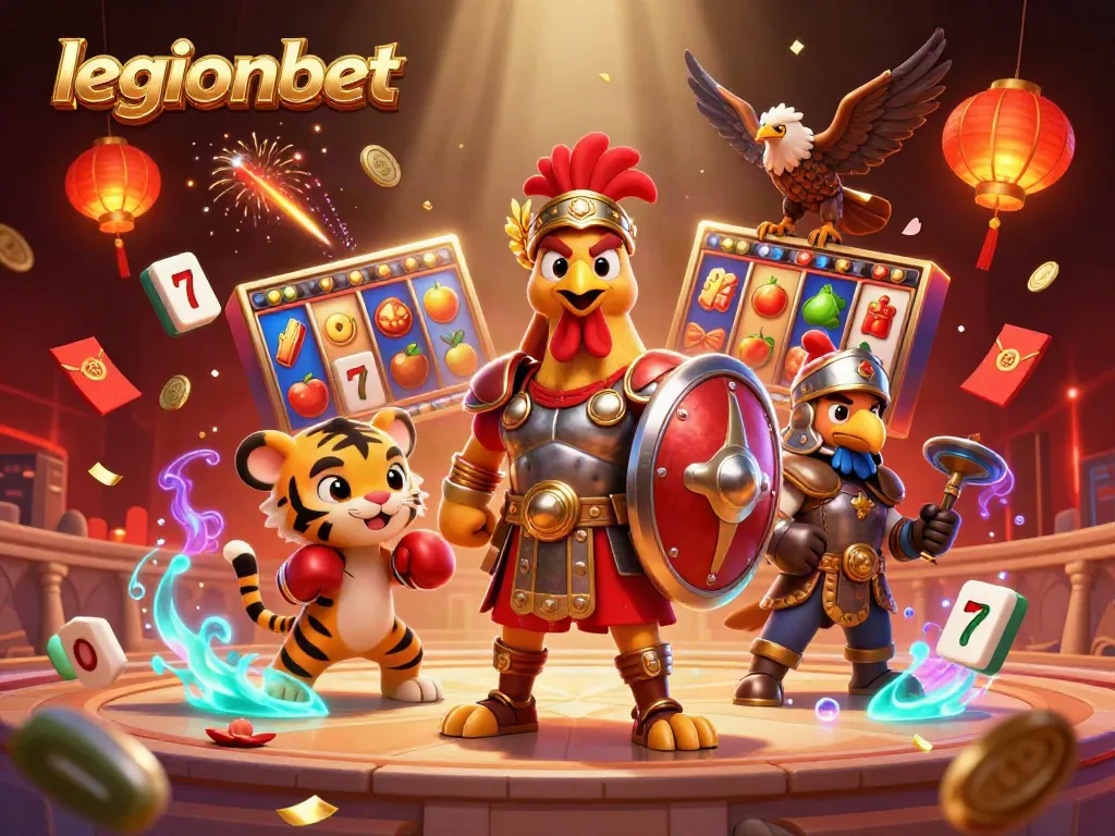 Experience the thrill of legionbet with vibrant slot reels and dynamic casino elements in action.