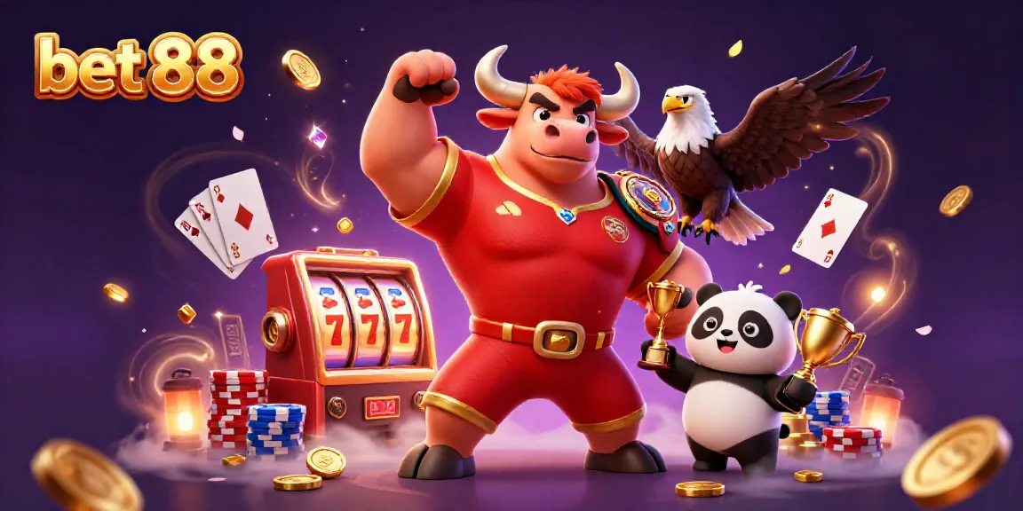 Experience the thrill of bet 88 with vibrant characters, dynamic game elements, and festive casino atmosphere.