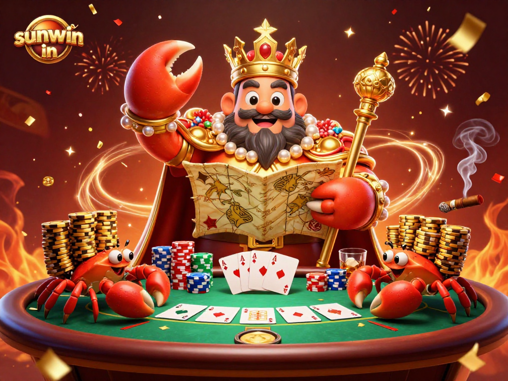 Experience thrilling poker action with the sunwin in crab emperor and vibrant casino elements.