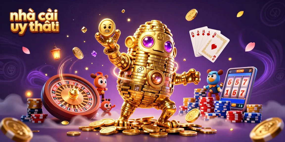 Experience the excitement of nhà cái uy tín with dynamic casino elements and vibrant gold details.