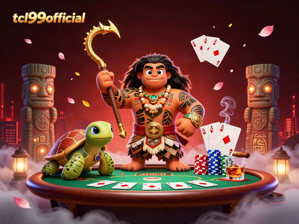 Join the excitement with tcl99official’s ultra-detailed poker scene featuring vibrant characters and casino elements.