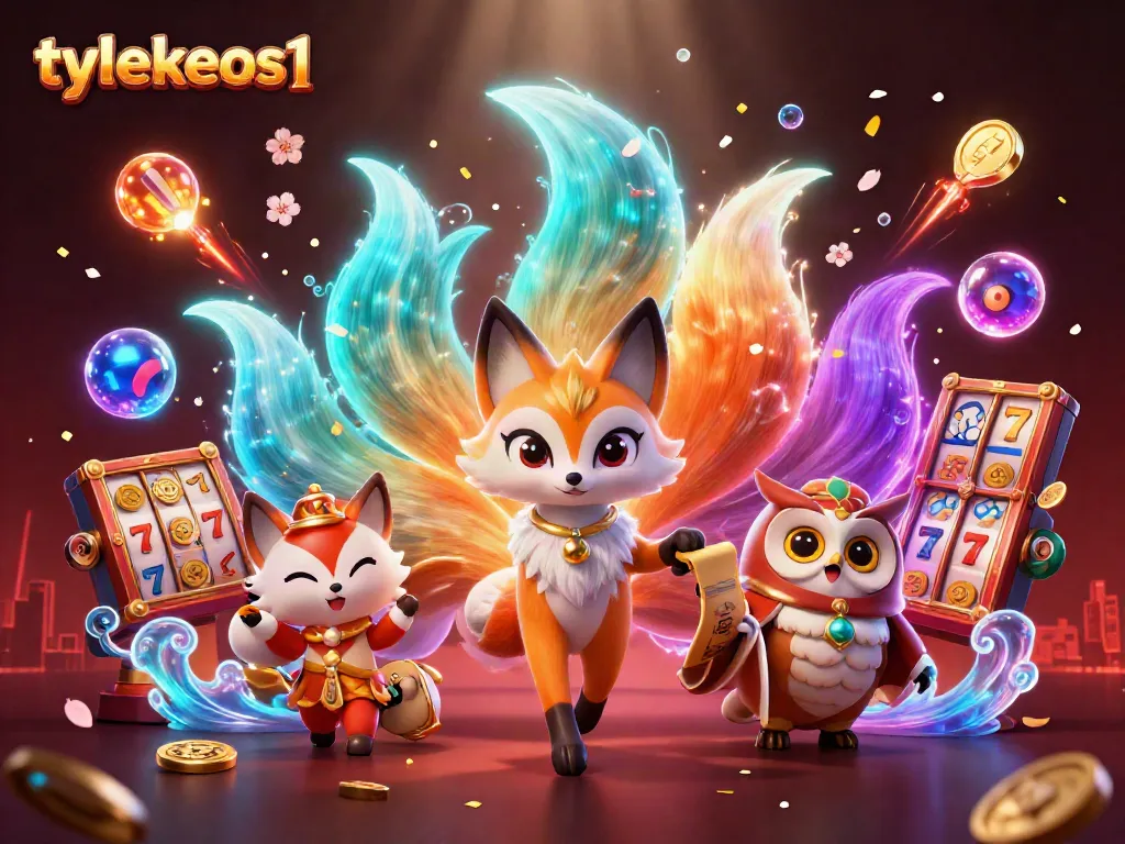 Experience excitement with tylekeos1's vibrant 3D casino scene featuring magical characters and slot reels.