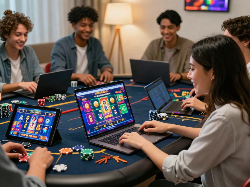 Engaged players at online casinos that accept credit card, showcasing vibrant gaming interface and credit card use.