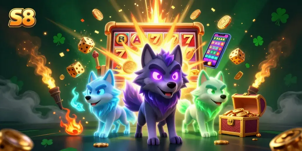Experience the thrill of S8 with vibrant casino gaming elements and captivating characters.