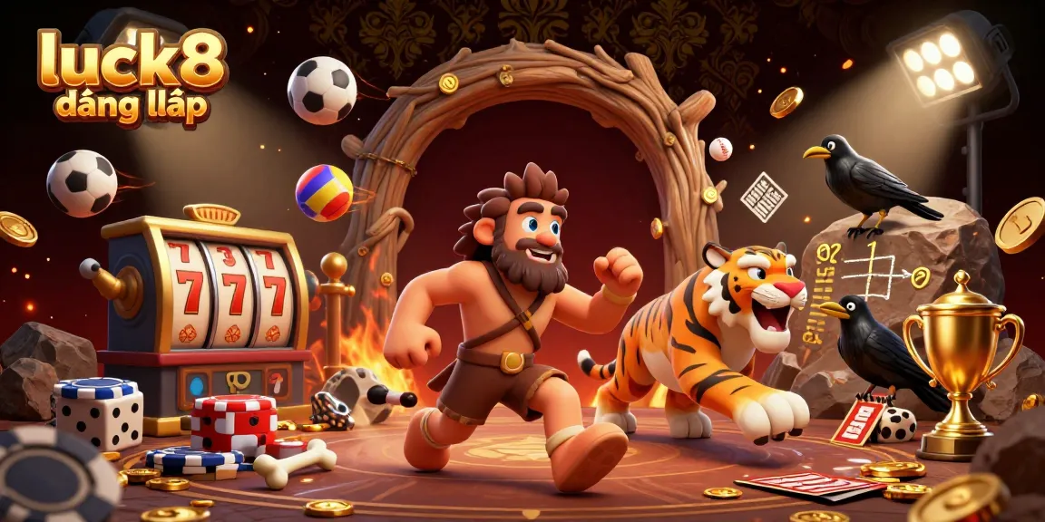Experience the thrill of luck8 đăng nhập with a vibrant 3D casino scene featuring dynamic characters and gaming elements.