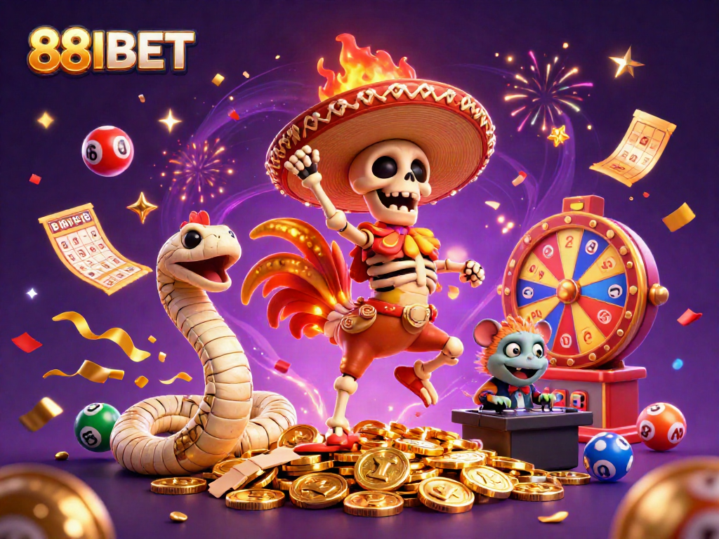 Experience vibrant 88IBET gaming energy with a dynamic and colorful casino scene.