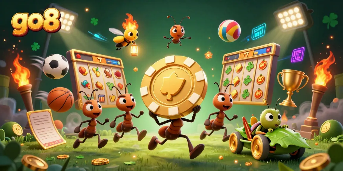 Experience exciting heists in go8 with ants carrying a giant poker chip through vibrant casino-filled tunnels.
