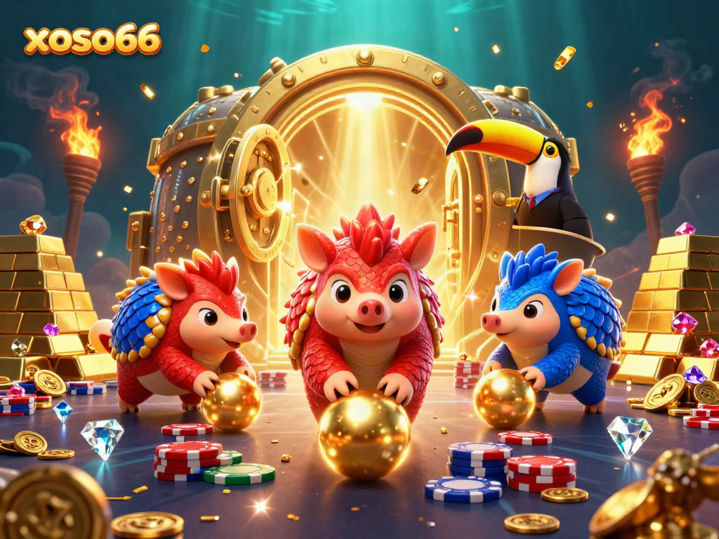 Engage in thrilling gaming with xoso66's vibrant pangolin casino showdown featuring gold treasures.