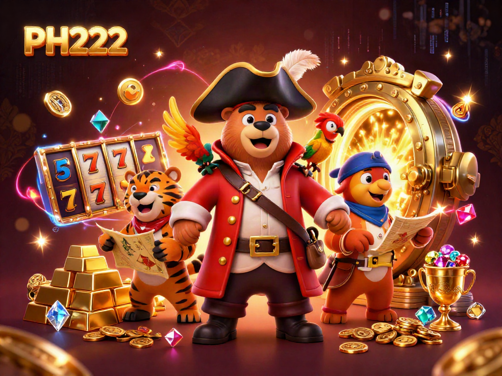Engage in thrilling slots gameplay with PH222 at this vibrant online casino illustration.