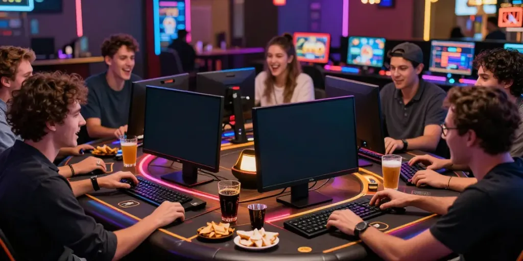 Exciting online gaming moment with friends enjoying 9bet live dealer games.