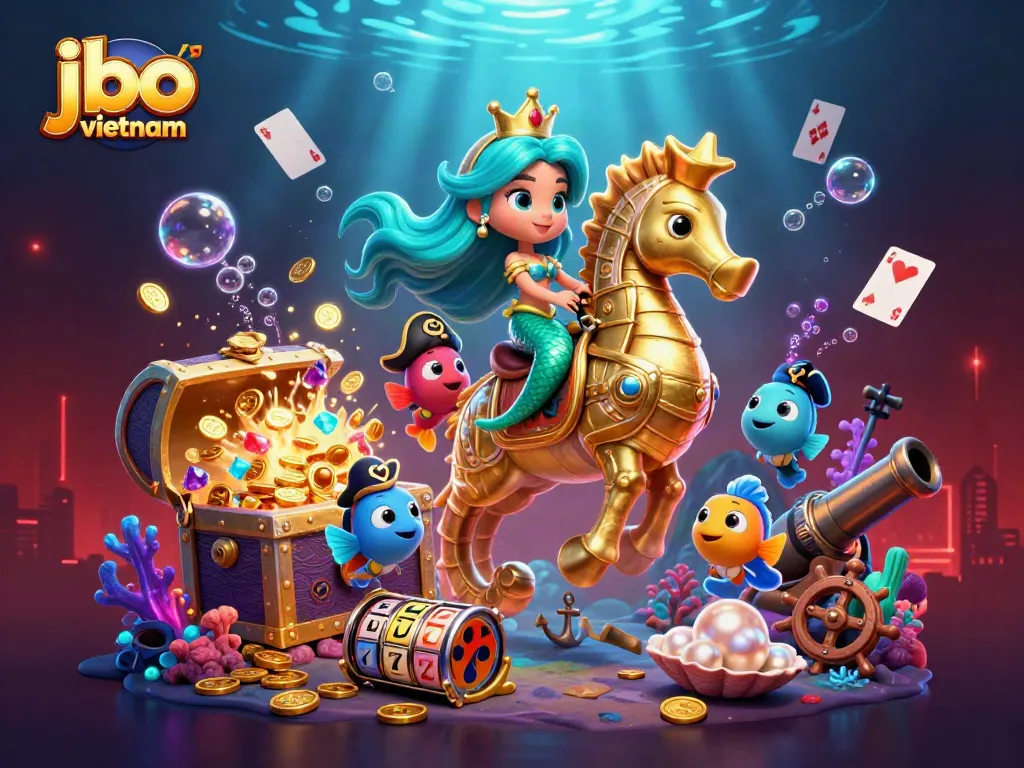 Engage with jbo vietnam's vibrant casino treasures in an immersive underwater scene.