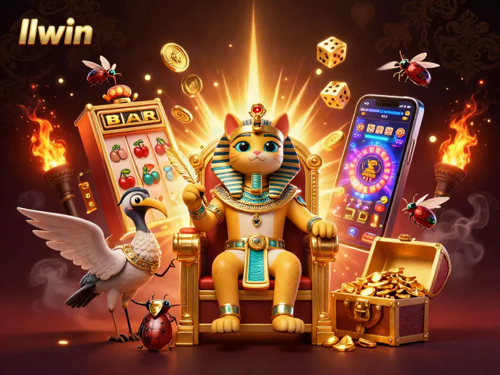 Experience thrilling gameplay at llwin, featuring vibrant 3D illustrations of jackpots and casino excitement.