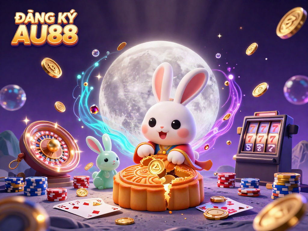 Experience the exciting world of ĐĂNG KÝ AU88 with a vibrant 3D illustration of engaging gaming elements and characters.