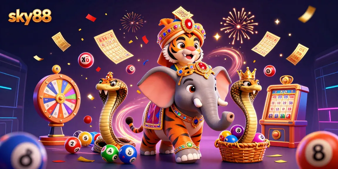 Experience thrilling gambling adventures at sky88 with vibrant 3D casino elements and festive energy.