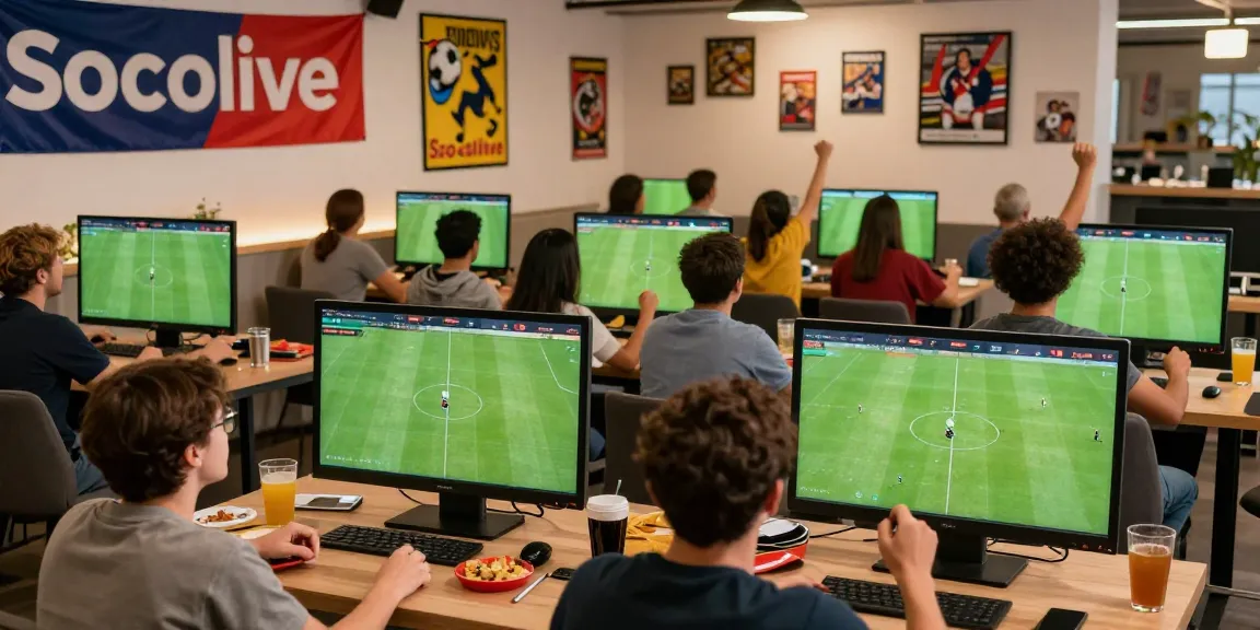 Socolive fans enjoying a live football match in a vibrant community atmosphere.