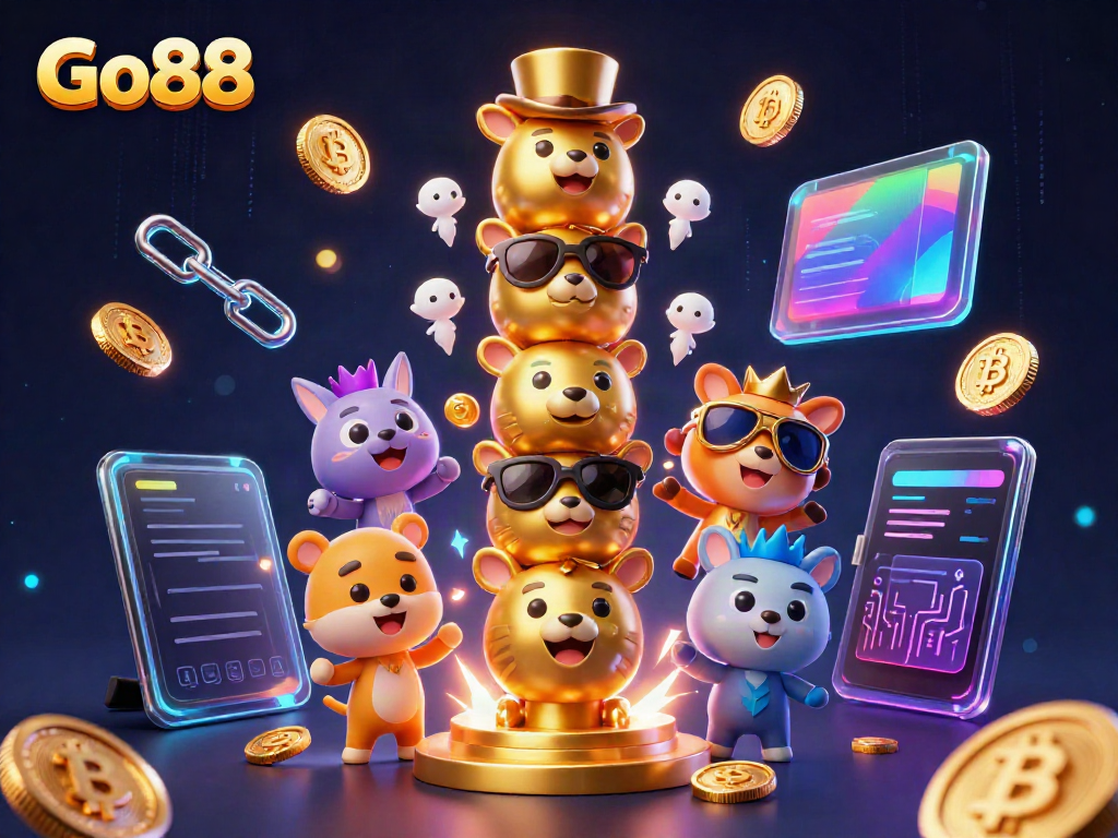Play dazzling games at Go88 with a lively 3D totem and vibrant casino elements.