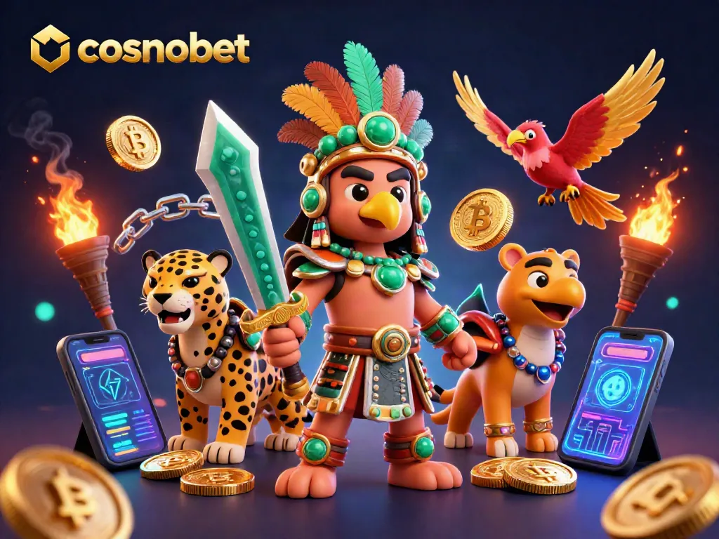 Join cosmobet for thrilling gameplay with Aztec warriors and vibrant crypto elements.