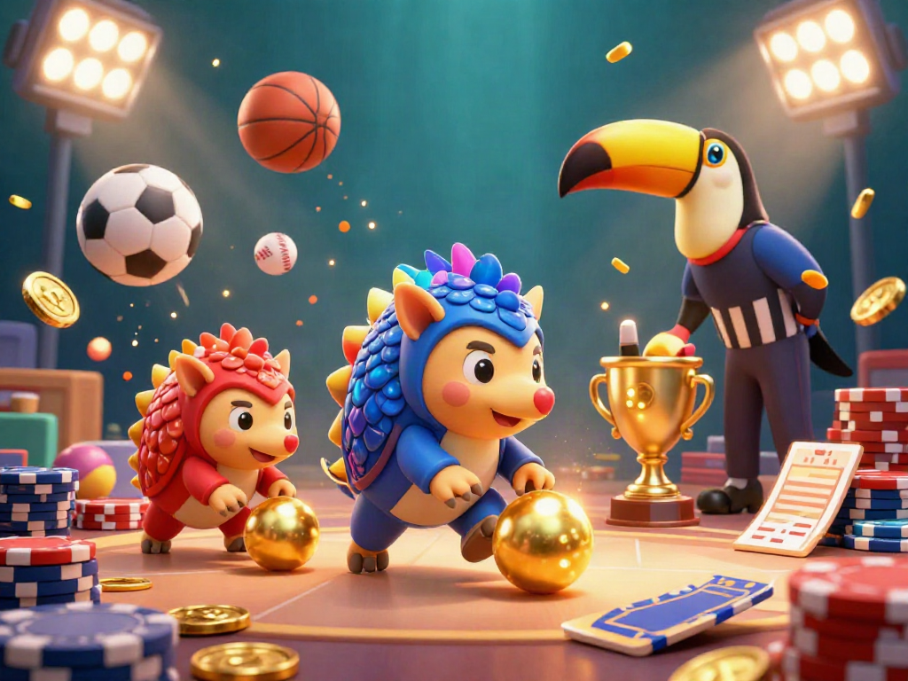 Experience game tài xỉu uy tín with vibrant pangolins revving golden balls amid poker chips.