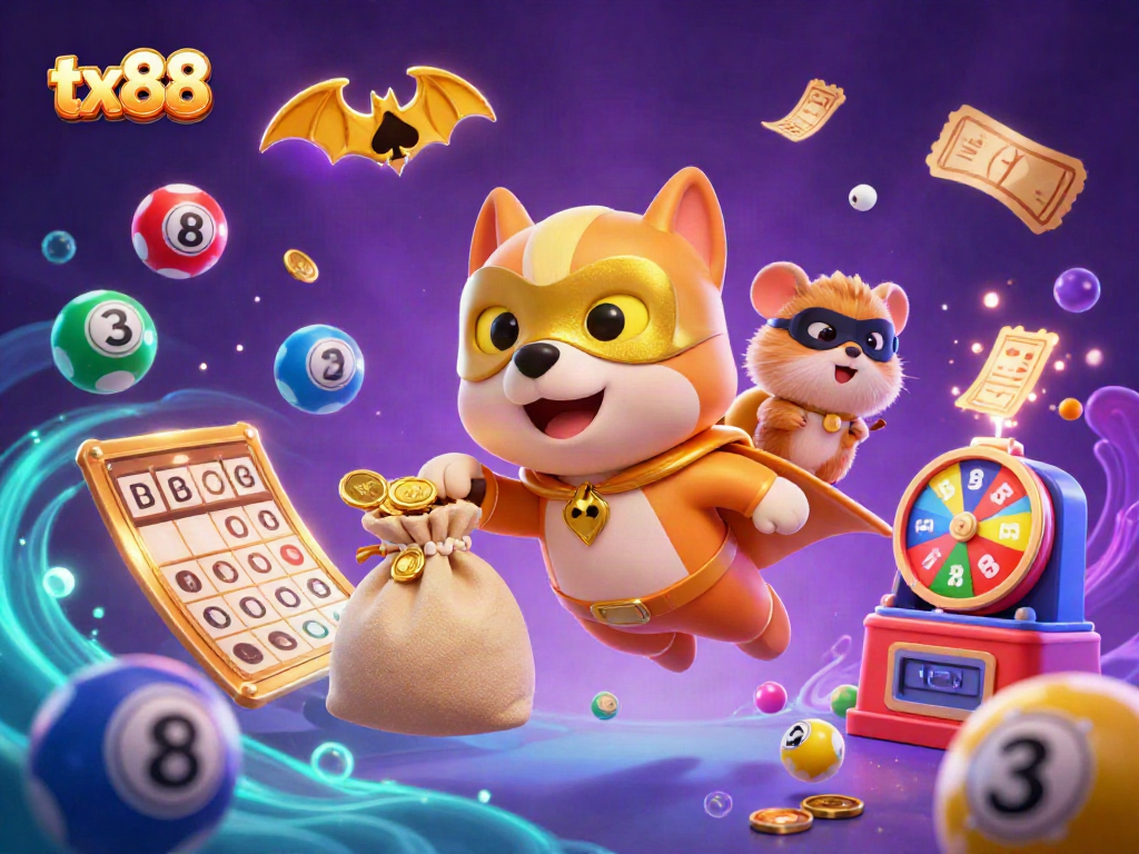 Enjoy the excitement of tx88, where a superhero dog and hamster deliver golden winnings amidst colorful gaming elements.