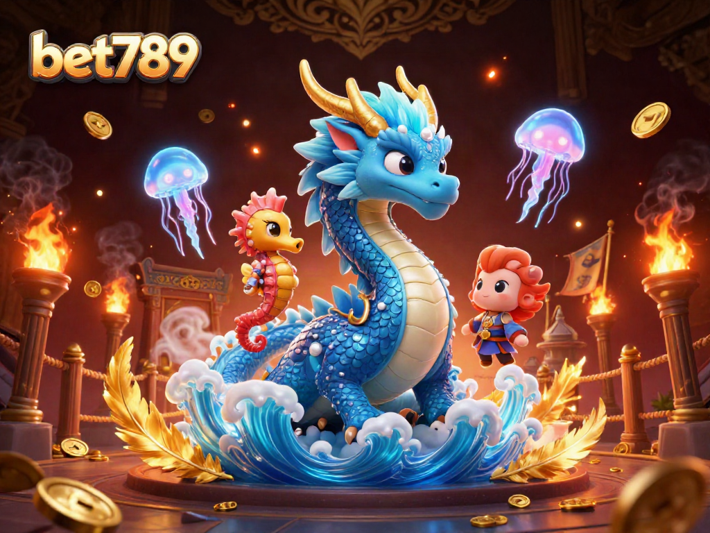 Experience the excitement of bet789 with this vibrant casino-themed illustration featuring fantastic sea creatures.