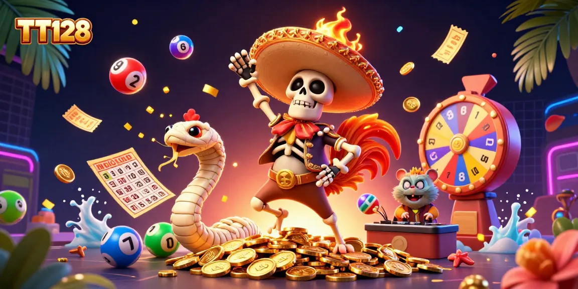 Experience thrilling games at TT128 with vibrant visuals and dynamic golden elements.