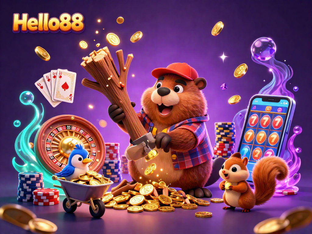 Engage with Hello88's vibrant 3D casino adventure featuring lively characters and sparkling treasures.