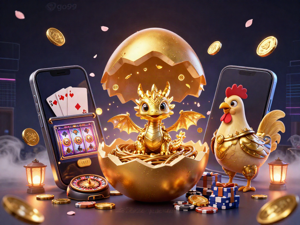 Experience the thrilling world of go99 with a golden dragon and dynamic casino elements.