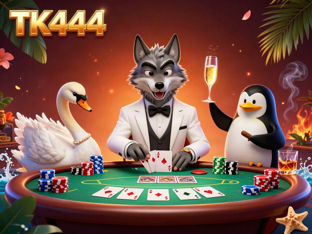 Experience exciting gameplay at TK444 with a vibrant scene of cards and casino elements