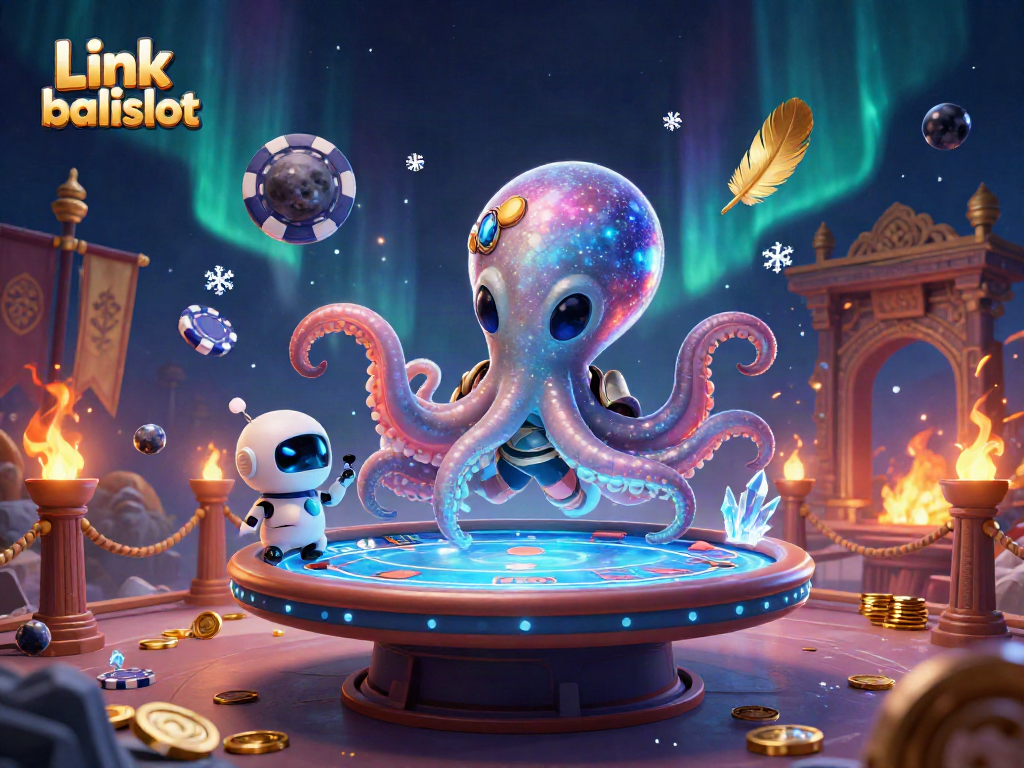 Engage with the thrilling atmosphere at Link balislot featuring an alien octopus on a holographic table.
