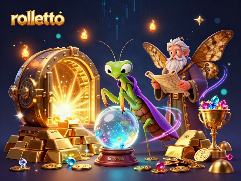 Engage with rolletto's enchanting fortune teller and mystical treasures in this vibrant 3D scene.