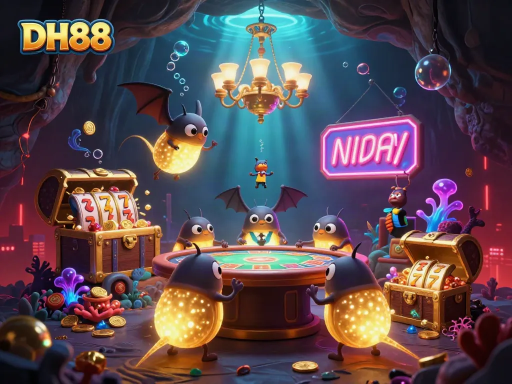 Experience the thrilling casino atmosphere as DH88 glowworms illuminate the scene with their golden tails.