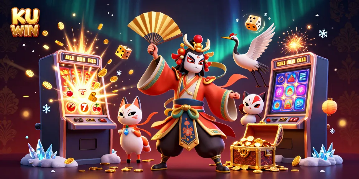 Join the excitement at KU WIN with vibrant characters and a jackpot explosion!