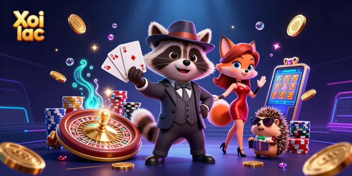 Xoi lac offers thrilling gaming experiences featuring vibrant characters and dynamic action in a casino-inspired scene.