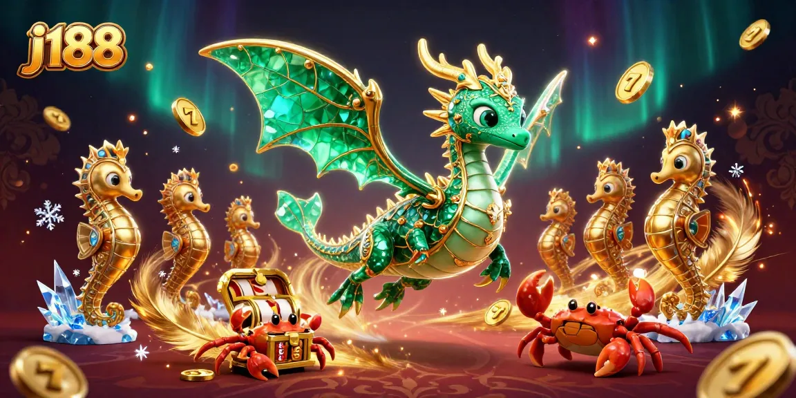 Experience thrilling gameplay at j188 with an extravagant sea dragon and slot machine elements.